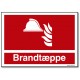 Brandtæppe - rektangulært skilt med tekst