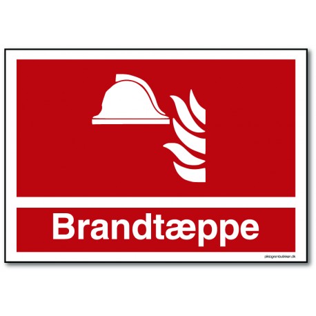 Brandtæppe - rektangulært skilt med tekst