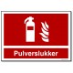 Pulverslukker - rektangulært skilt med tekst