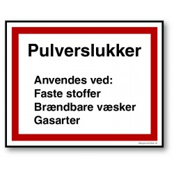 Pulverslukker skilt