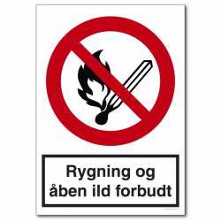 Rygning og åben ild forbudt